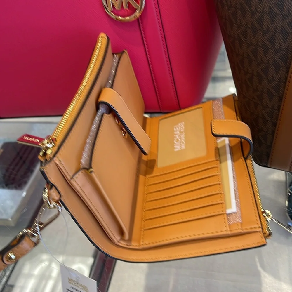 MICHAEL KORS JST LG DOUBLE ZIP WRISTLET WALLET PHONE HOLDER Cider Multi NWT